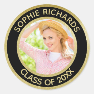 Graduate 2025Photo Personalized Classic Round Sticker