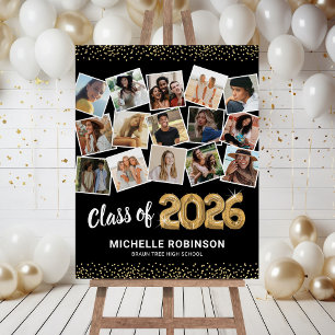 Graduate 2026 Black Gold Photo Party Foam Board