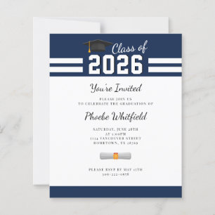 Graduate 2026 Navy Graduation Party Invitation