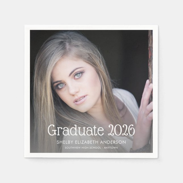 Graduate 2026 Photo Graduation Party Napkins (Front)