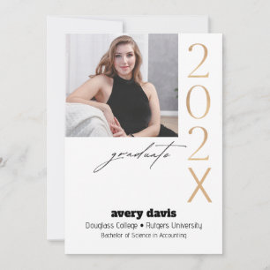 Graduate 202X Gold Photo White Background Announcement