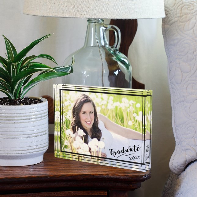 Graduate 20xx 5x7 Horizontal Black Border Photo Block (Creator Uploaded)