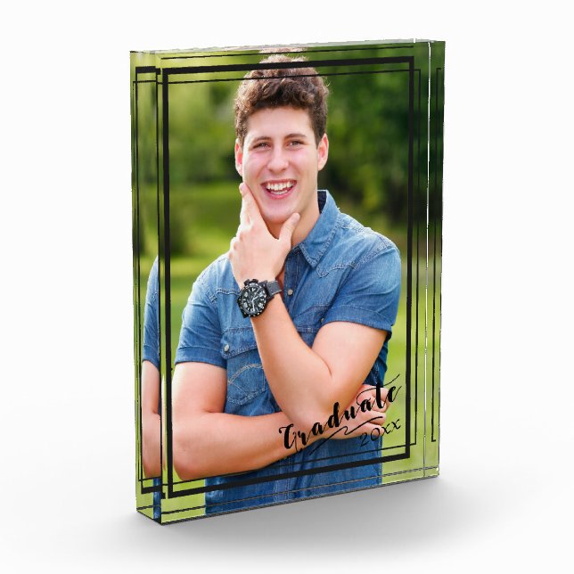 GRADUATE 20XX 5x7 Vertical Black Border Photo Block (Left)