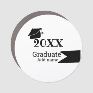 Graduate 20XX graduation hat simple minimal modern Car Magnet