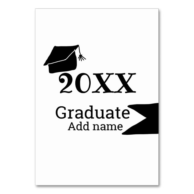 Graduate 20XX graduation hat simple minimal modern Table Number (Front)