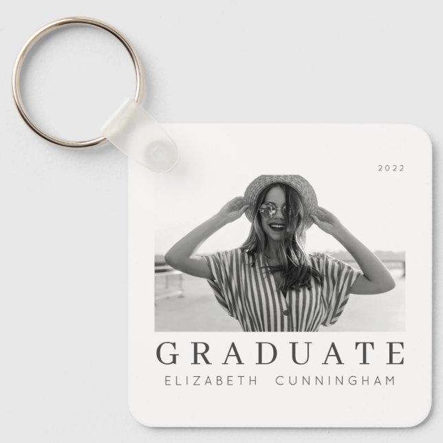 Graduate 20XX Modern Cool Simple Minimalist Photo Keychain (Front)