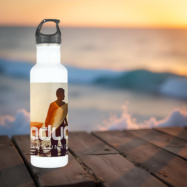 Graduate 20XX Retro Cool Simple Grad Year Photo Stainless Steel Water Bottle (Creator Uploaded)