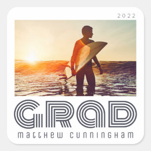Graduate 20XX Retro Cool Simple Grad Year Square Sticker