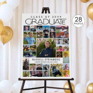 Graduate 28 Photo Collage Modern White Black Foam Board