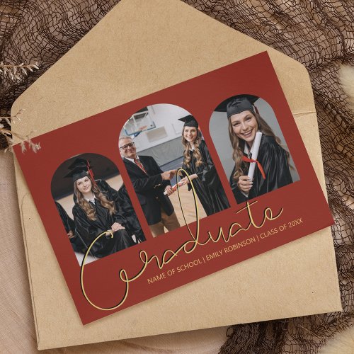 Graduate  3 Arched Photo Collage Announcement