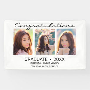Graduate 3 Photo Collage Black Script 2023 Banner