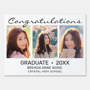 Graduate 3 Photo Collage Black Script 2023 Sign