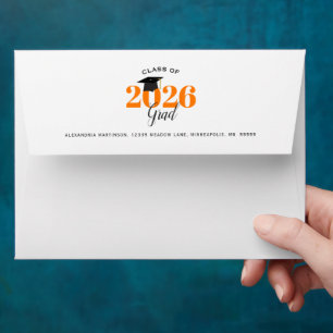 Graduate 3 Photo Collage Orange Graduation Envelope