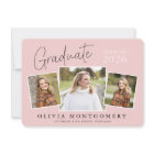 Graduate 3 Photo Modern Script Graduation Party