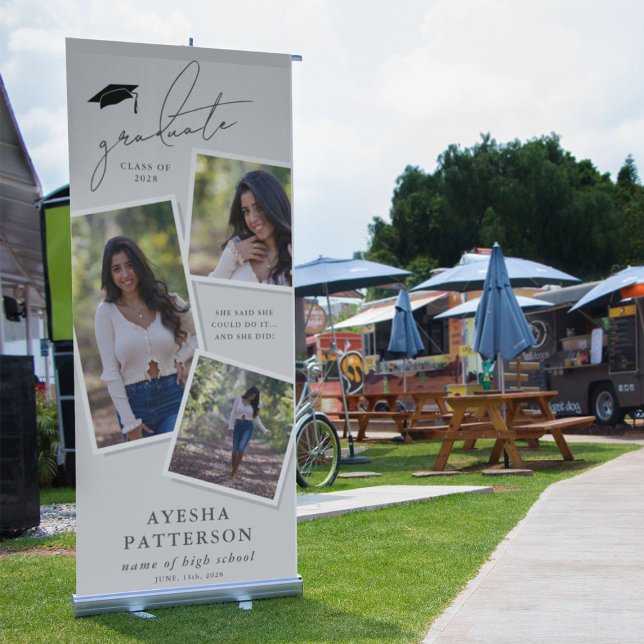 Graduate 3 Picture Graduation Party  Retractable Banner (Creator Uploaded)