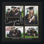 Graduate 4 Photos Congrats Name Black Faux Ca Canvas Print<br><div class="desc">Graduate 4 Photos Congrats Name Black. Keepsake gift for your daughter or son in honor of their graduation. Easily replace the sample photos with your own and personalise with year and high school or college name at the bottom and your child's name. A stylish set typography for Congrats is in...</div>