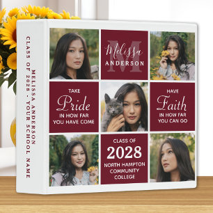 Graduate 5 Photo Collage Burgundy Graduation 3 Ring Binder