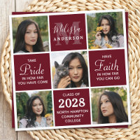 Graduate 5 Photo Collage Burgundy Graduation Annou