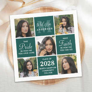 Graduate 5 Photo Collage Emerald Green Graduation Napkins