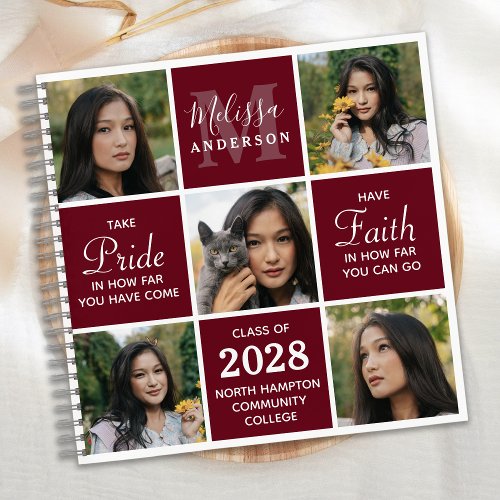 Graduate 5 Photo Collage Graduation Modern Guest Notebook