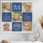 Graduate 5 Photo Collage Inspirational Navy Blue Faux Canvas Print<br><div class="desc">Celebrate your graduate and give a special personalized gift with this custom photo collage graduation canvas print. This unique graduate photo collage canvas is will be a treasured keepsake. Saying: " Take Pride in how far you have come, have Faith in how far you can go." Customize with 5 of...</div>