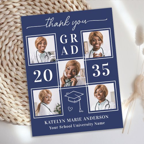 Graduate 5 Photo Personalized Graduation Thank You Postcard