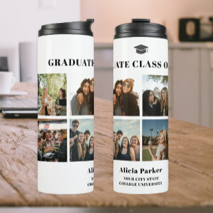 Graduate 8 photo collage graduation class of 2025 thermal tumbler
