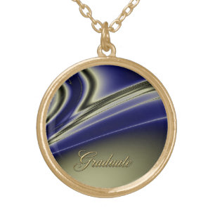 Graduate Abstract Black and Gold Design Necklace