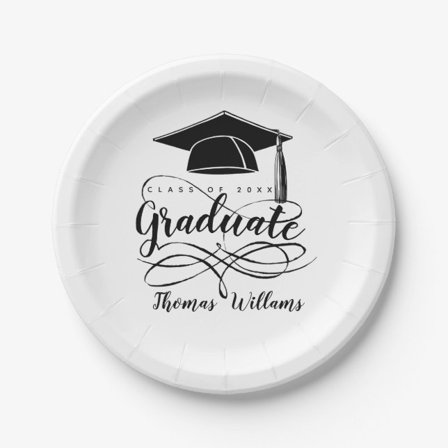 Graduate Add Name and Year Paper Plates (Front)
