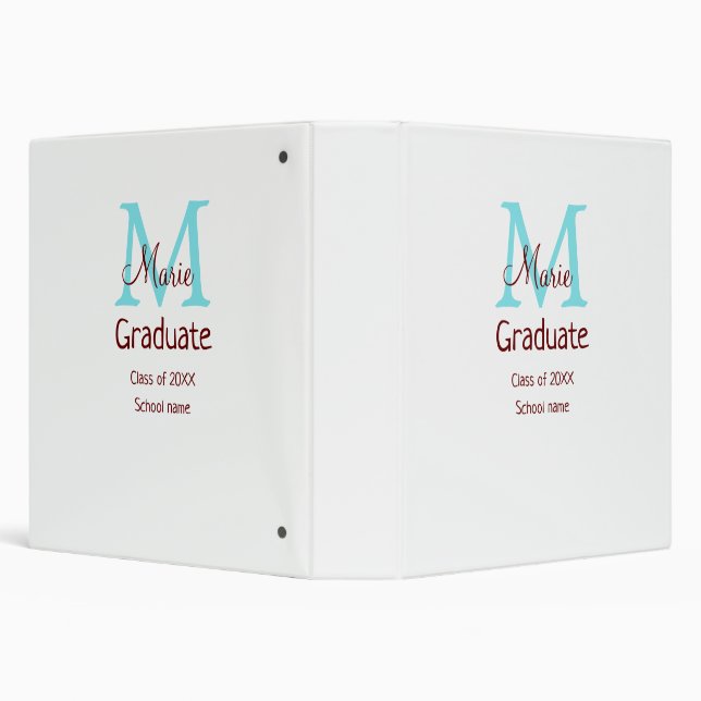 Graduate add name monogram green pink simple minim 3 ring binder (Background)