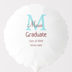 Graduate add name monogram green pink simple minim balloon