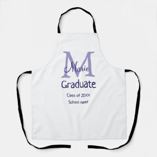 Graduate add name monogram purple simple minimal m apron