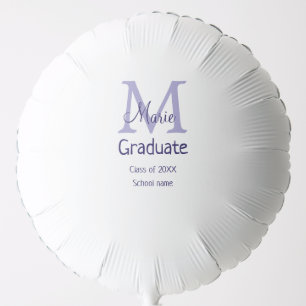Graduate add name monogram purple simple minimal m balloon