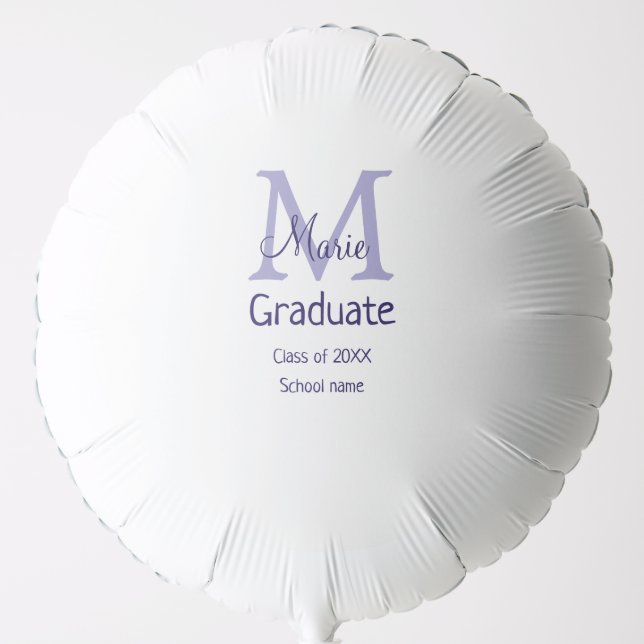 Graduate add name monogram purple simple minimal m balloon (Front)