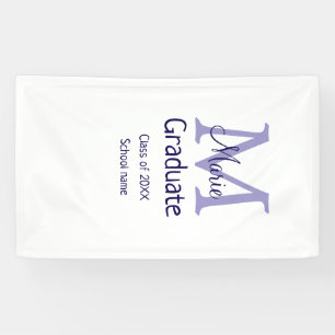 Graduate add name monogram purple simple minimal m banner