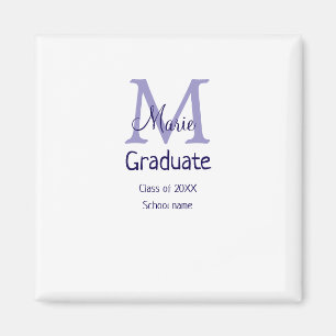 Graduate add name monogram purple simple minimal m magnet