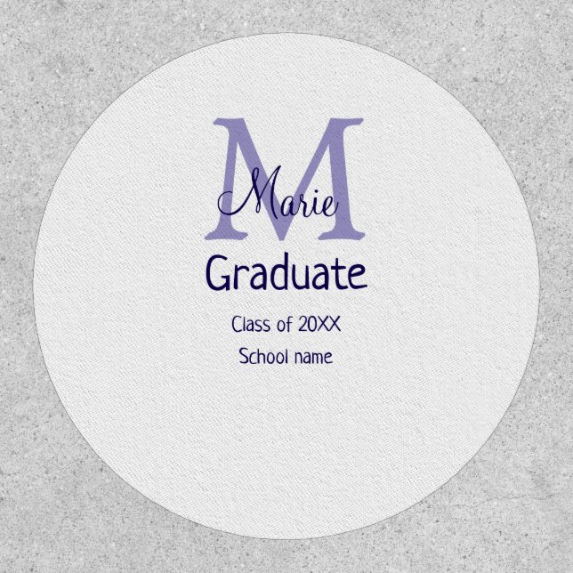 Graduate add name monogram purple simple minimal m patch (Front)