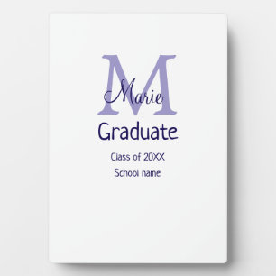 Graduate add name monogram purple simple minimal m plaque