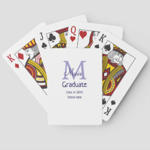 Graduate add name monogram purple simple minimal m poker cards