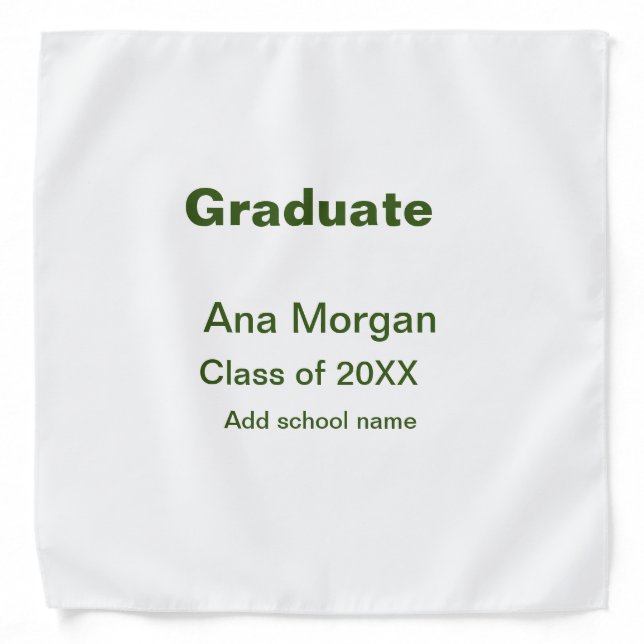 Graduate add name school name class of 20XX simple Bandana (Front)