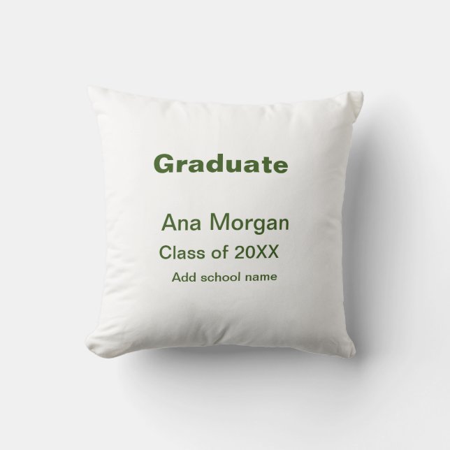 Graduate add name school name class of 20XX simple Throw Pillow (Front)