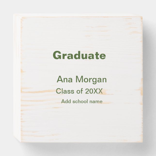Graduate add name school name class of 20XX simple Wooden Box Sign (Front Horizontal)