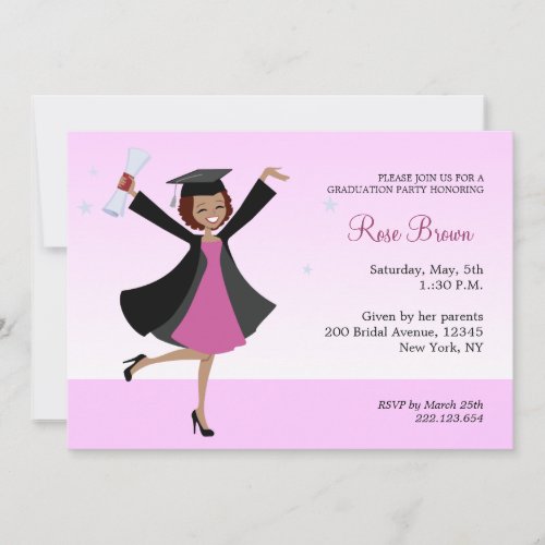 Graduate African American Girl Party Invitation