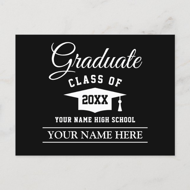 Graduate announcement postcard for him or her (Front)