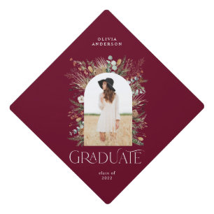 Graduate arch 1 photo black burgundy graduation cap topper
