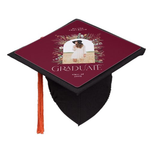 Graduate arch 1 photo black burgundy graduation graduation cap topper ...