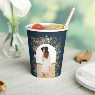 Graduate arch 1 photo blue botanical modern  paper cups