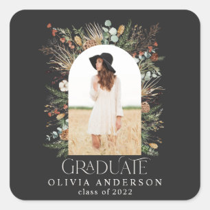 Graduate arch 1 photo terracotta botanical  square sticker