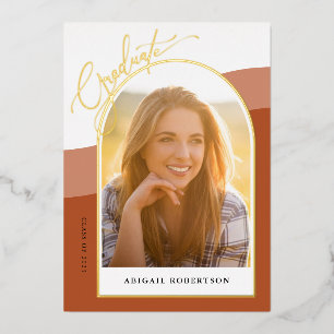Graduate Arch Photos Terracotta Graduation Gold Foil Invitation