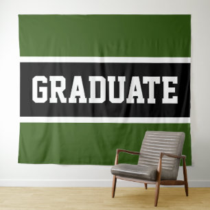 GRADUATE Athletic Dark Green Black White Stripes Tapestry